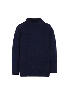 RVK Girls Navy Blue Solid Sweater