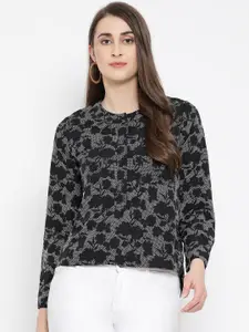 Oxolloxo Women Black Floral Printed Top