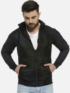 Campus Sutra Men Black Lightweight Windcheater Bomber Jacket