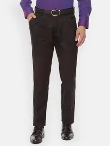 Louis Philippe Men Brown Regular Fit Solid Formal Trousers