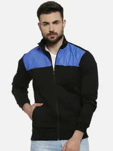Campus Sutra Men Black Colourblocked Windcheater Bomber Jacket