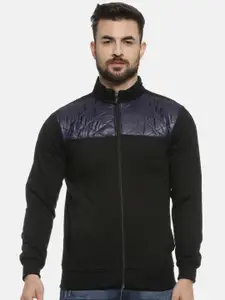 Campus Sutra Men Black Solid Windcheater Bomber Jacket