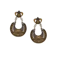 Silvermerc Designs Silver Plated & Gold-Toned Handcrafted Crescent Shaped Drop Earrings