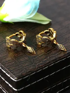 ANIKAS CREATION Gunmetal-Toned & Gold-Plated Antique Circular Drop Earrings