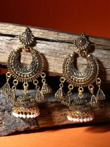 ANIKAS CREATION  Gold plated Circular Shaped Enamelled Jhumkas