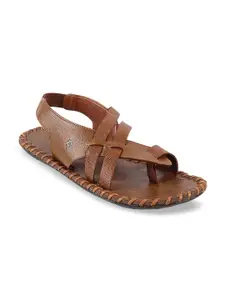 Metro Men Tan Brown Leather Sandals