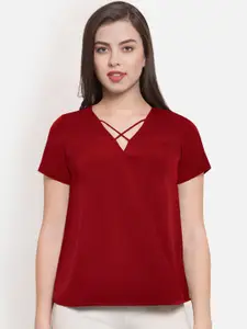 Martini Women Red Solid Wrap Top