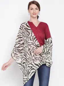 Style Quotient Women Black & Off-White Printed Scarf