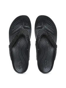 Crocs Kadee  Women Black Self Design Thong Flip-Flops