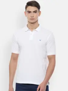 Allen Solly Men White Solid Polo Collar Pure Cotton T-shirt