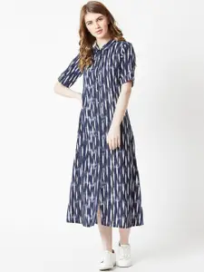 Miss Chase Women Blue Printed A-Line Dress