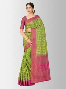 MIMOSA Green Art Silk Woven Design Patola Saree