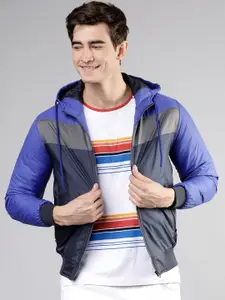 LOCOMOTIVE Men Blue Colourblocked Tailored  Jacket