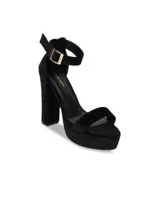Bruno Manetti Women Black Solid Suede Mid-Top Heels