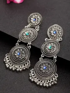 Moedbuille Silver-Plated & Blue Handcrafted Classic Drop Earrings