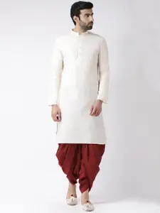 KISAH Men Cream-Coloured Solid Straight Kurta