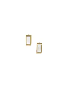 Blisscovered Gold-Toned & White Geometric Hoop Earrings