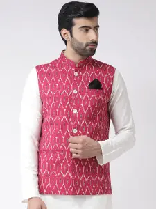 KISAH Men Printed Zari  Regular Fit Nehru Jacket