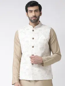 KISAH Men Printed Zari  Regular Fit Nehru Jacket