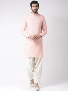 KISAH Men Pink Solid Straight Kurta