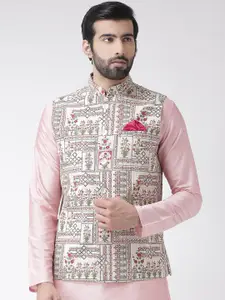 KISAH Men Printed Zari  Regular Fit Nehru Jacket