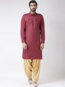 KISAH Men Maroon Solid Pathani Kurta