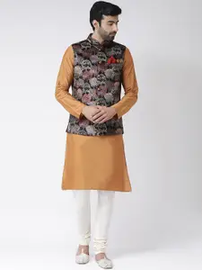 KISAH Men Brown Solid Kurta with Churidar