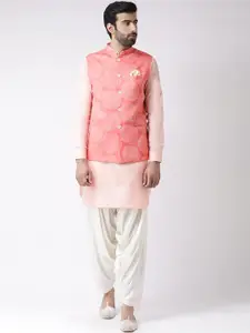KISAH Men Pink & Cream-Coloured Printed Kurta with Patiala