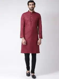 KISAH Men Maroon Solid Kurta with Churidar