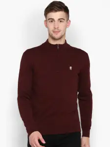 Red Tape Men Maroon Solid Sweater