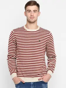 Red Tape Men Beige & Brown Striped Sweater