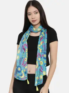 Chumbak Women Teal Blue Printed Rectangular Scarf