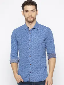 Status Quo Men Blue Slim Fit Printed Casual Shirt