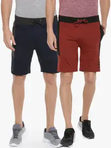 Force NXT Men Pack Of 2 Colourblocked Regular Fit Sports Shorts