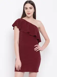 RIVI Women Burgundy Solid Sheath Dress