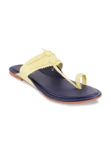 Metro Women Yellow Textured T-Strap Flats