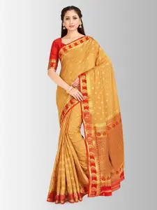 MIMOSA Yellow Poly Crepe Woven Design Mysore Silk Saree