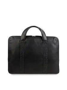 Hidesign Men Black Solid Leather Laptop Bag