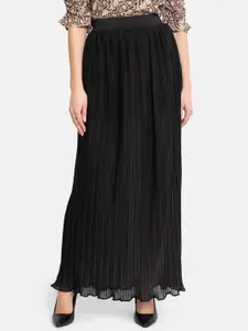 Kazo Women Black Solid Straight Maxi Skirt