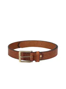 Ruosh Men Tan Brown Textured Leather Belt