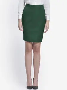 Martini Women Green Solid High-Rise Mini Pencil Skirt