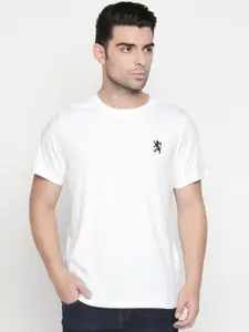 GIORDANO Men White Solid Round Neck Pure Cotton T-shirt
