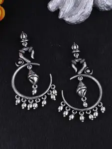 Voylla Silver-Plated Oxidised Classic Drop Earrings