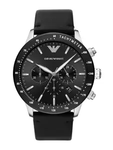 Emporio Armani Men Black Leather Analogue Watch AR11243I