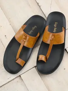 Eego Italy Men Tan Brown Solid Comfort Sandals