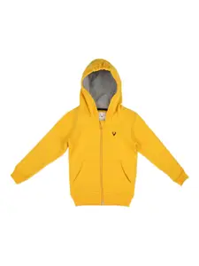 Allen Solly Junior Boys Yellow Solid Hooded Sweatshirt