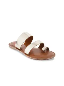 Metro Women Muted Gold-Toned Solid Open Toe Flats