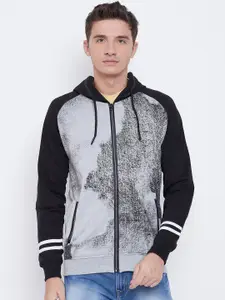 Duke Men Grey Printed Hooded Sweatshirt