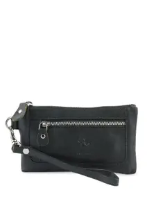 Kara Women Olive Green Solid Zip Around Leather Wallet