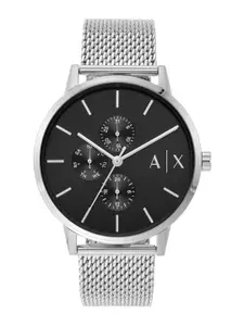 Armani Exchange Men Black & Silver-Toned Analogue Watch AX2714